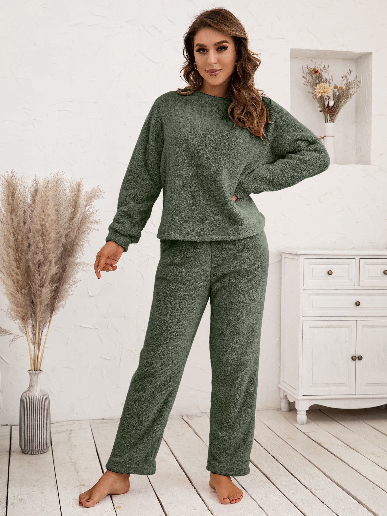 Teddy Long Sleeve Top and Pants Lounge Set