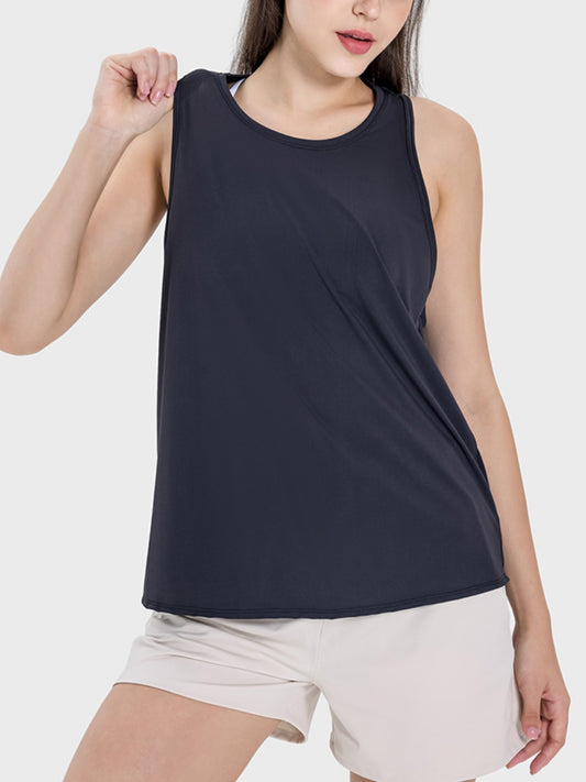 Round Neck Wide Strap Active Tank