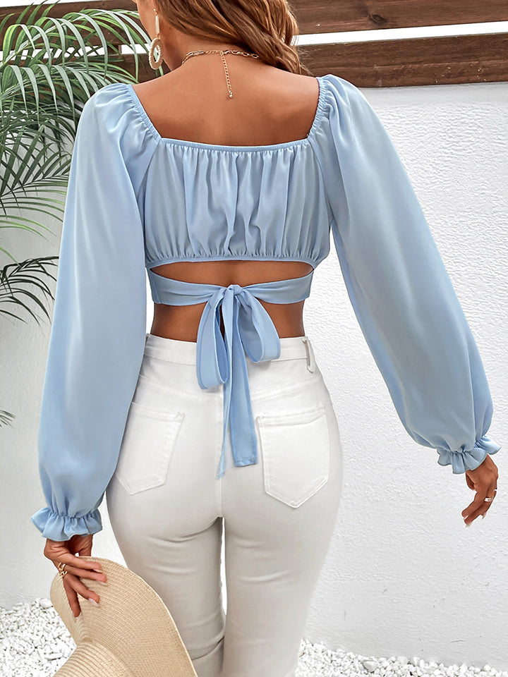 Raglan Sleeve Cropped Blouse