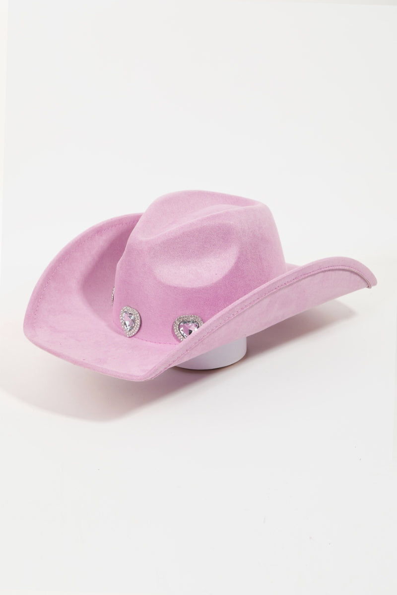 Fame Rhinestone Pave Heart Cowboy Hat