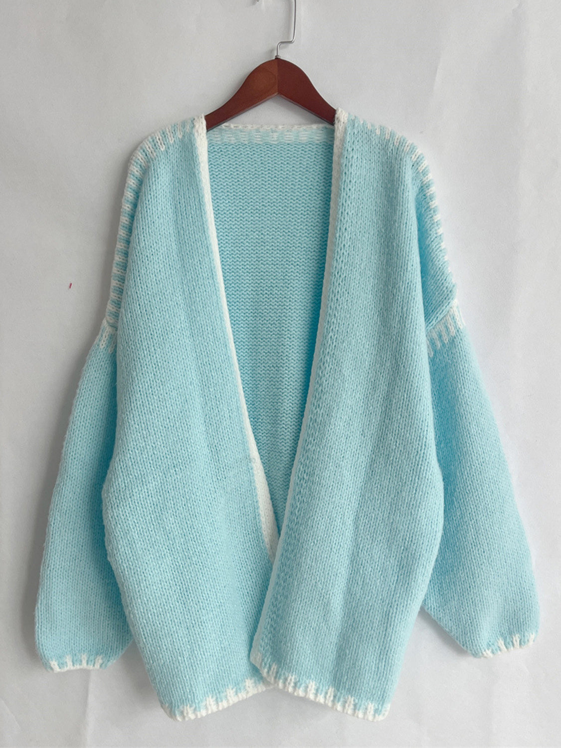 Open Front Dropped Shoulder Cardigan