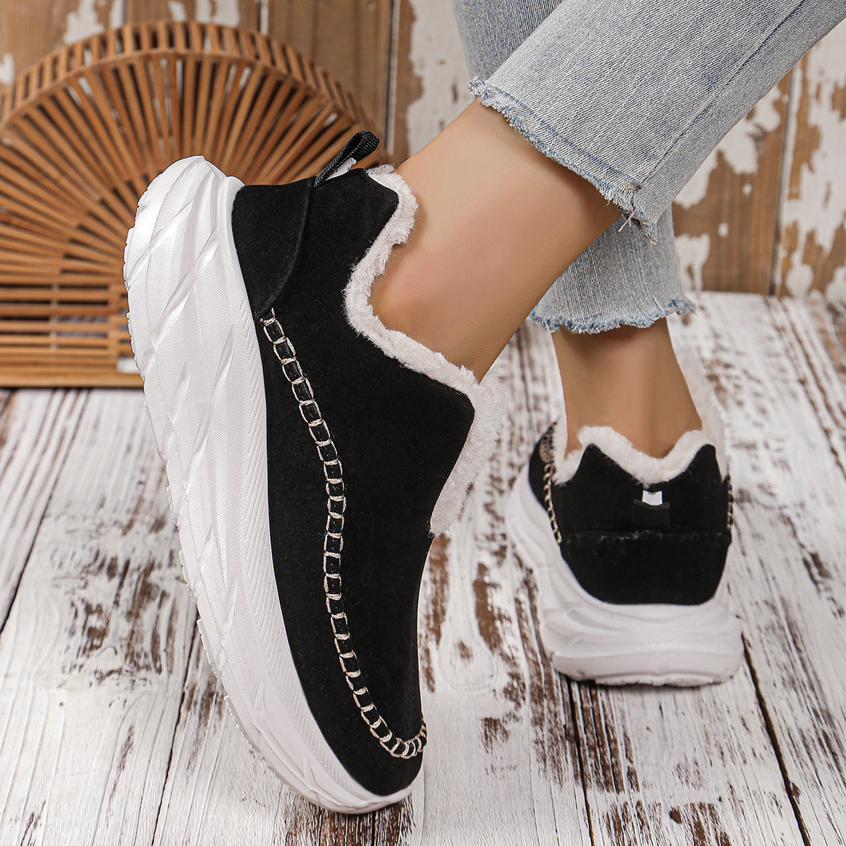 Thermal Suede Platform Slip-On Sneakers