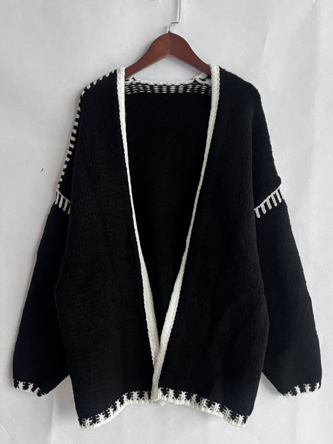 Open Front Dropped Shoulder Cardigan