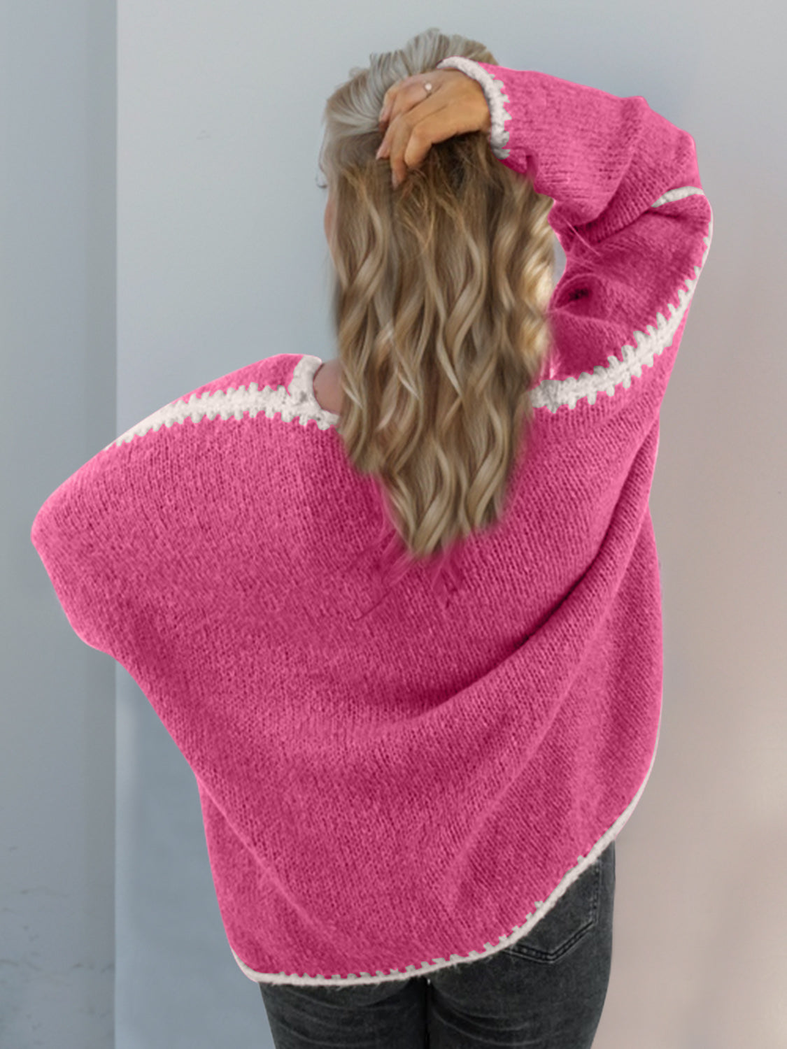 Open Front Dropped Shoulder Cardigan