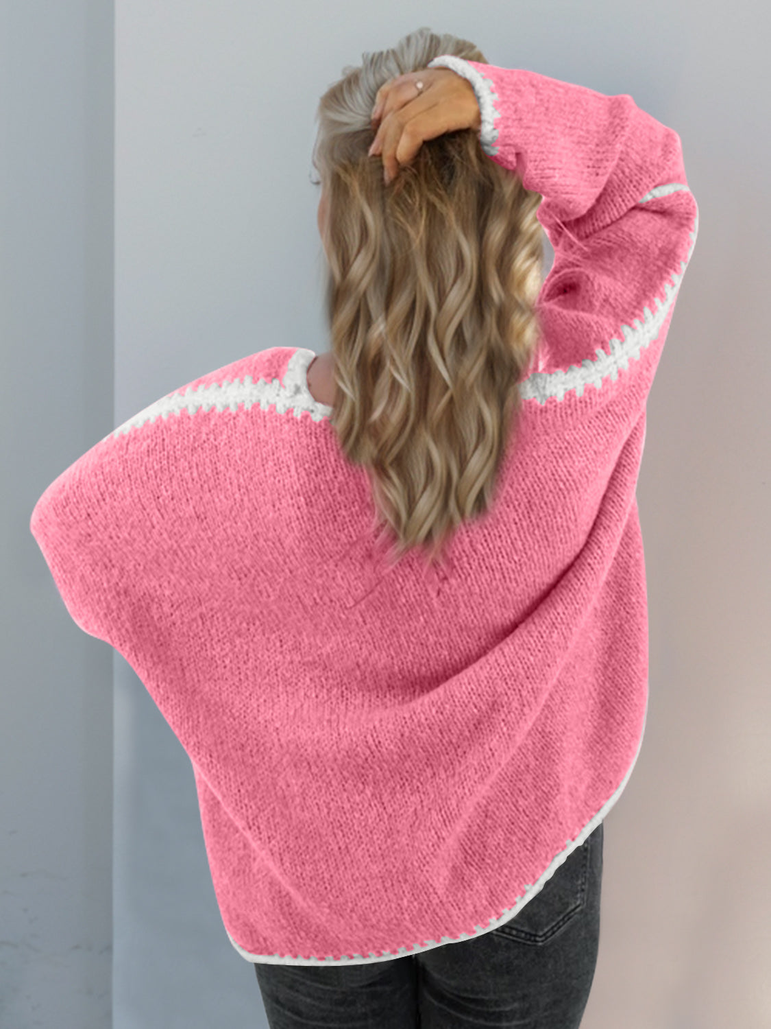 Open Front Dropped Shoulder Cardigan