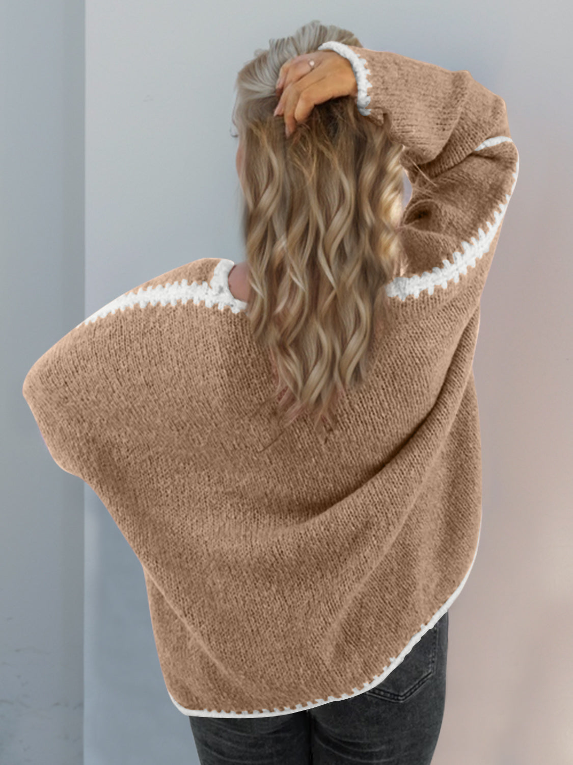 Open Front Dropped Shoulder Cardigan