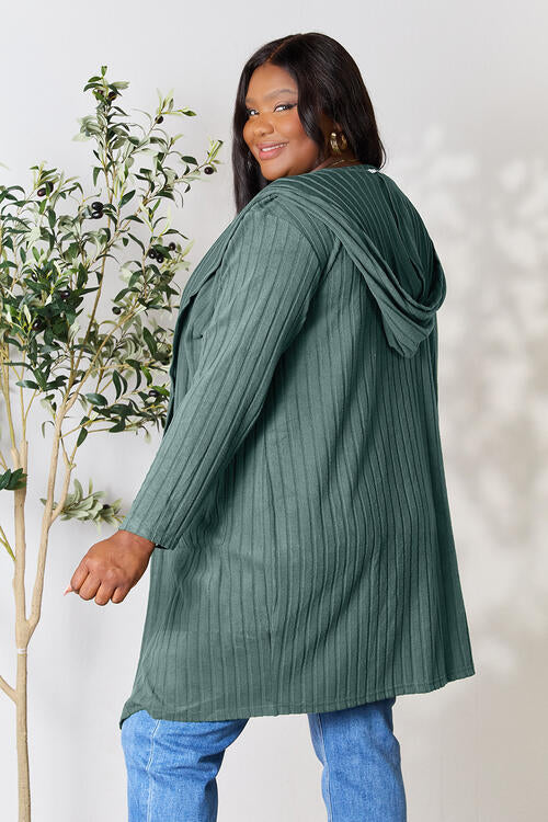 Hooded Full-Size Cardigan. Women's Apparel