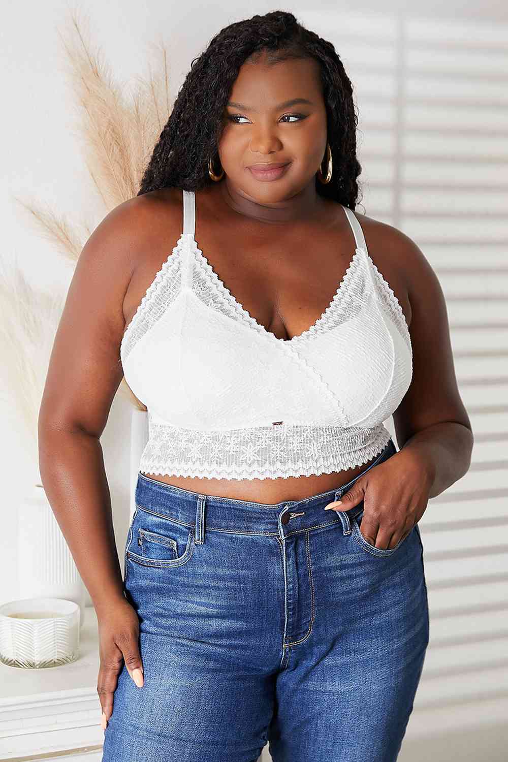 Skye Small to Full Size White Lace Bralette