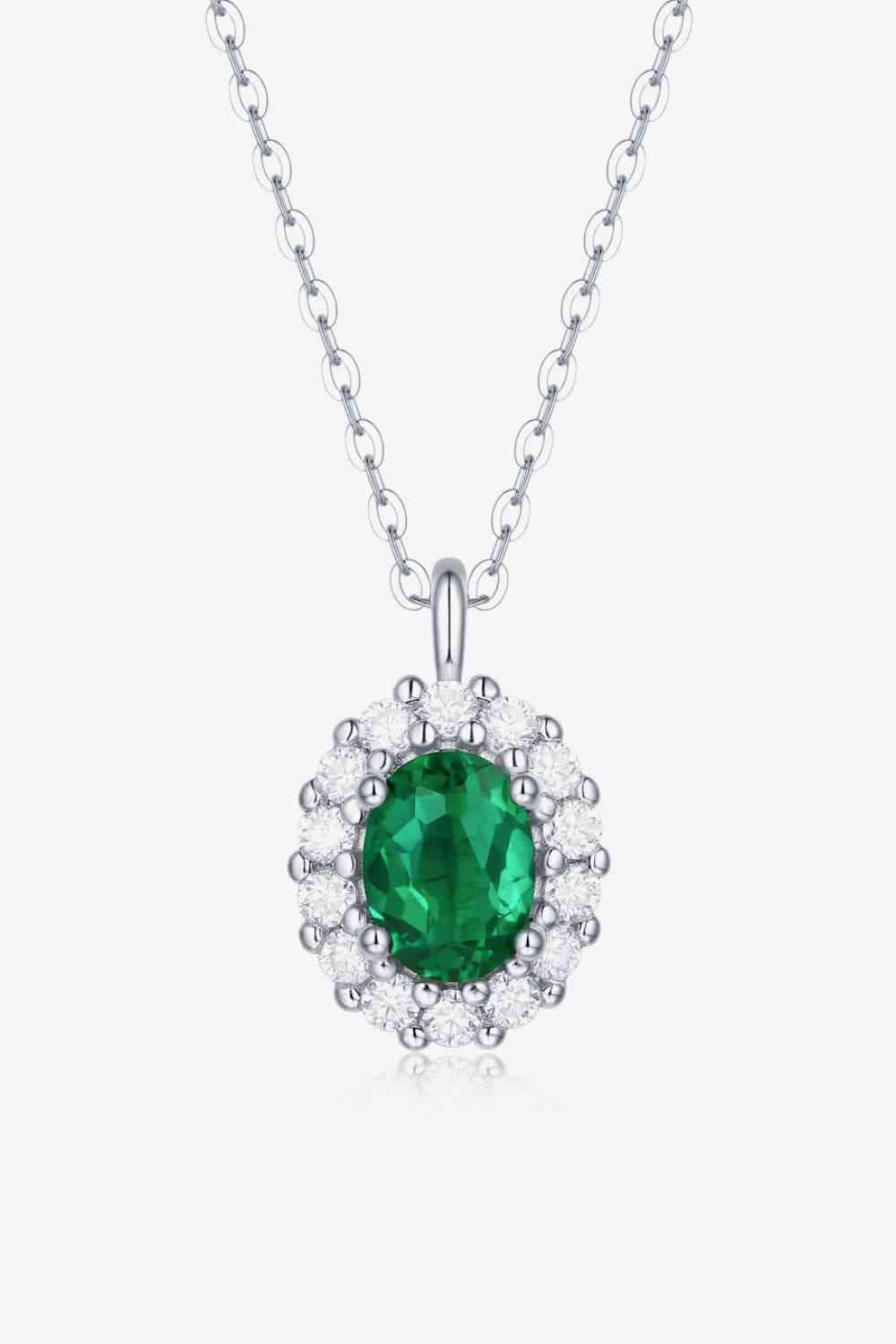 1.5 Carat Emerald 925 Sterling Silver Necklace