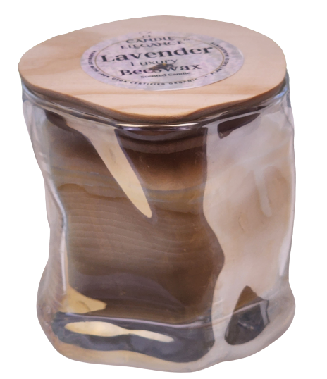 Candle Elegance lavender beeswax candle is crafted in a twisted orb creative glass, and the finest quality organic beeswax and infused with lavender essential oils that will fill your home with a calming and soothing aroma.