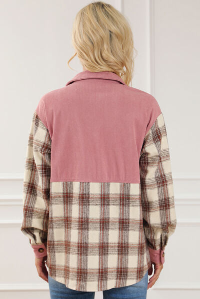 Dusty Pink Plaid Collared American Denim Jacket