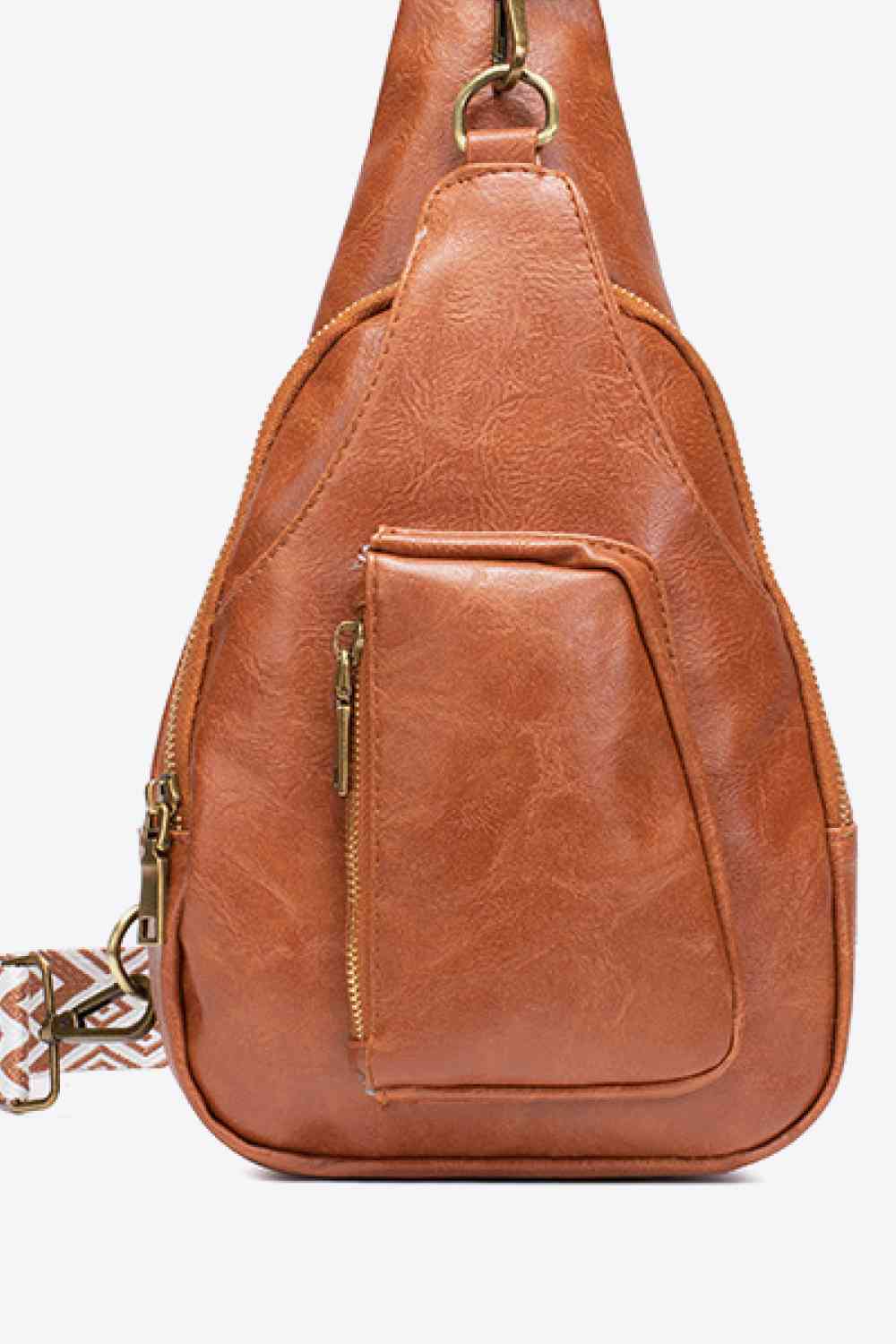 Leather Zippered Sling Bag