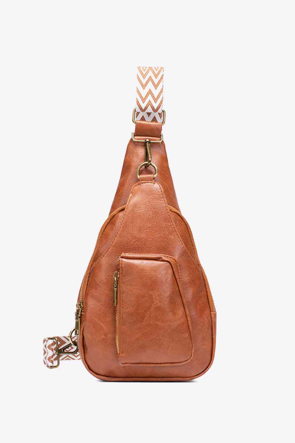 Leather Zippered Sling Bag