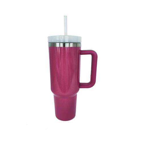 Tumbler with Handle and Straw Color Changing Iridescent 40 oz