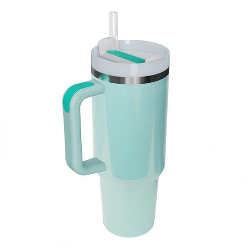 Tumbler with Handle and Straw Color Changing Iridescent 40 oz