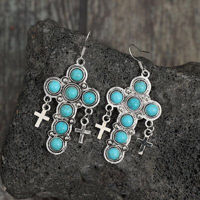 Triple Cross Turquoise Criss Cross Shape Earrings