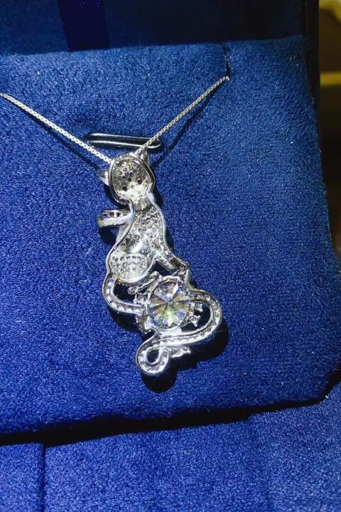 2 Carat Moissanite 925 Sterling Silver Kitty Cat Necklace