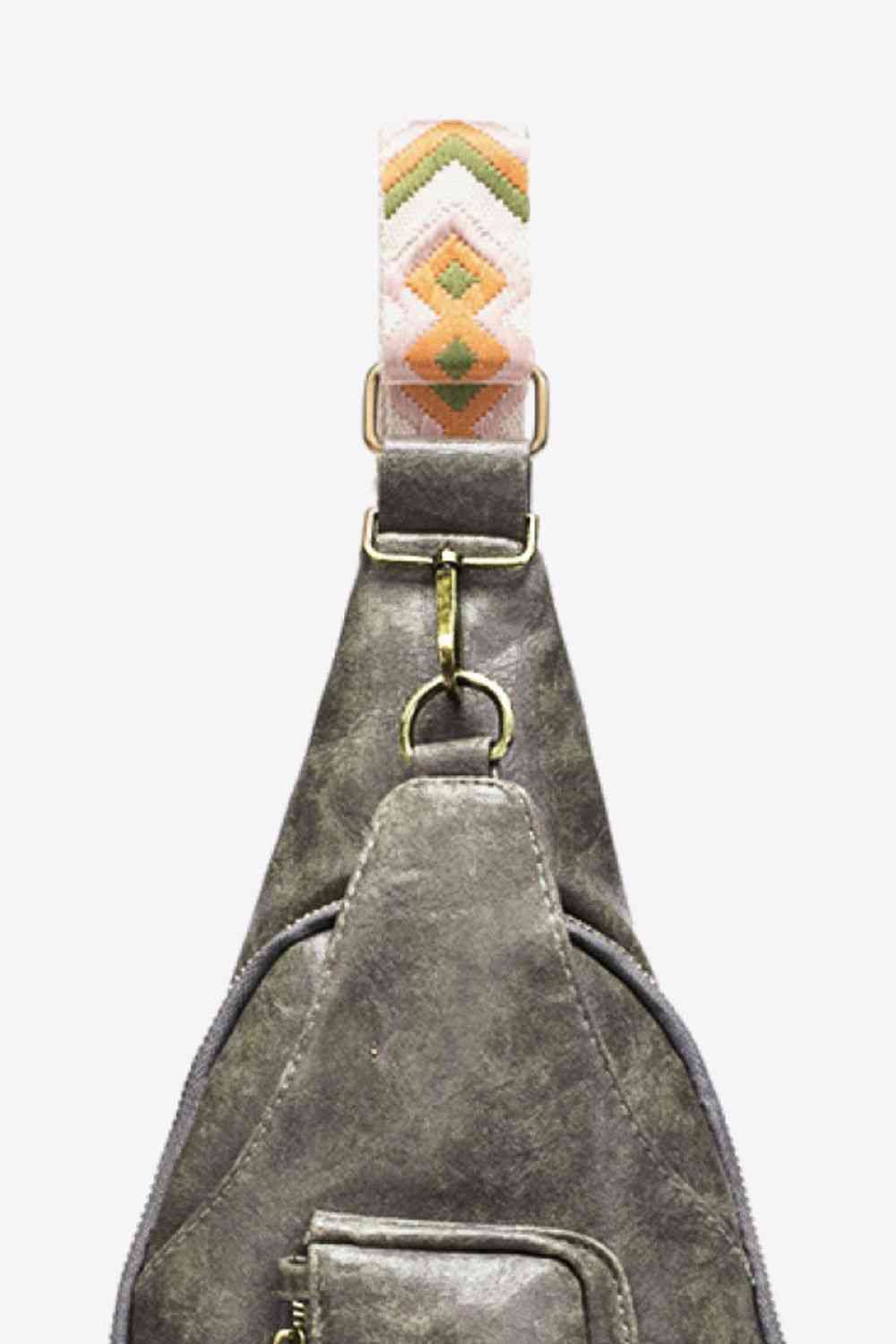 Leather Zippered Sling Bag