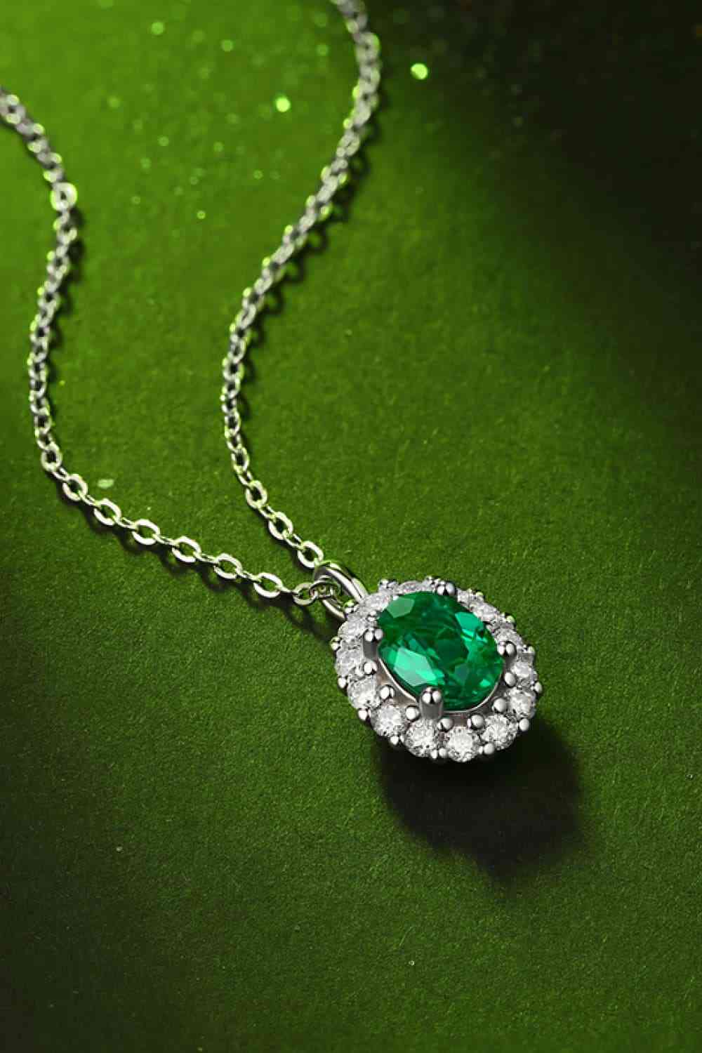 1.5 Carat Emerald 925 Sterling Silver Necklace